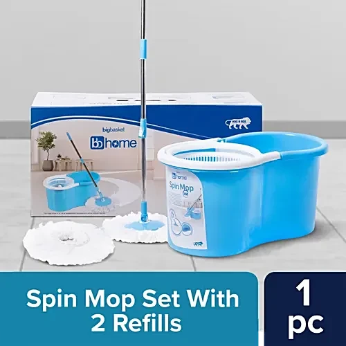 bb home Spin Mop 360 - With Extendable Handle/Stick Rod & 2 Microfiber Refills, 1 pc